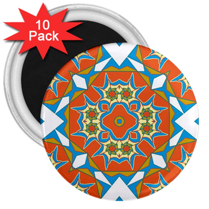 Digital Computer Graphic Geometric Kaleidoscope 3  Magnets (10 pack) 