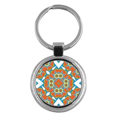 Digital Computer Graphic Geometric Kaleidoscope Key Chains (Round) 