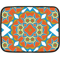 Digital Computer Graphic Geometric Kaleidoscope Double Sided Fleece Blanket (Mini) 