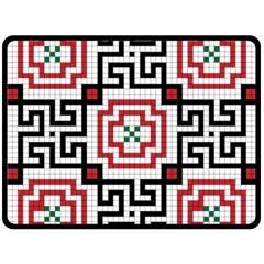 Vintage Style Seamless Black, White And Red Tile Pattern Wallpaper Background Fleece Blanket (large)  by Simbadda