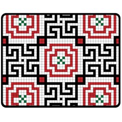 Vintage Style Seamless Black, White And Red Tile Pattern Wallpaper Background Double Sided Fleece Blanket (medium)  by Simbadda