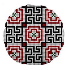 Vintage Style Seamless Black, White And Red Tile Pattern Wallpaper Background Large 18  Premium Flano Round Cushions by Simbadda