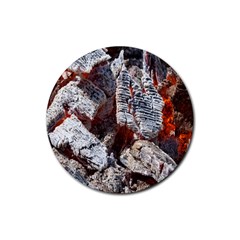 Wooden Hot Ashes Pattern Rubber Round Coaster (4 pack) 