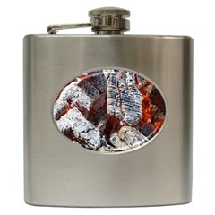 Wooden Hot Ashes Pattern Hip Flask (6 oz)