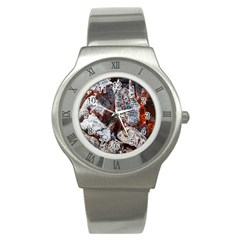 Wooden Hot Ashes Pattern Stainless Steel Watch