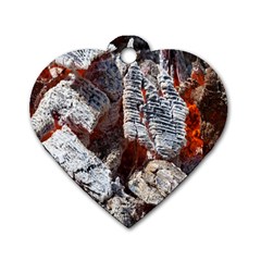 Wooden Hot Ashes Pattern Dog Tag Heart (Two Sides)