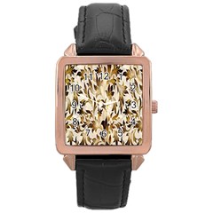 Floral Vintage Pattern Background Rose Gold Leather Watch  by Simbadda