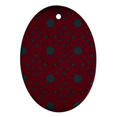 Blue Hot Pink Pattern With Woody Circles Oval Ornament (Two Sides)