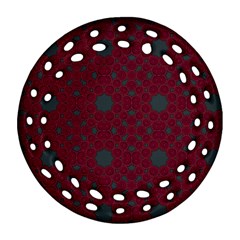 Blue Hot Pink Pattern With Woody Circles Ornament (round Filigree) by Simbadda