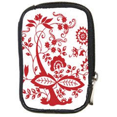 Red Vintage Floral Flowers Decorative Pattern Clipart Compact Camera Cases by Simbadda