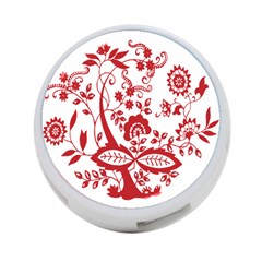 Red Vintage Floral Flowers Decorative Pattern Clipart 4-port Usb Hub (one Side) by Simbadda