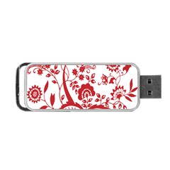 Red Vintage Floral Flowers Decorative Pattern Clipart Portable Usb Flash (one Side) by Simbadda