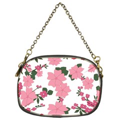 Vintage Floral Wallpaper Background In Shades Of Pink Chain Purses (one Side)  by Simbadda