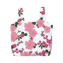 Vintage Floral Wallpaper Background In Shades Of Pink Full Print Recycle Bags (m)  by Simbadda