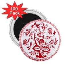 Red Vintage Floral Flowers Decorative Pattern 2 25  Magnets (100 Pack)  by Simbadda