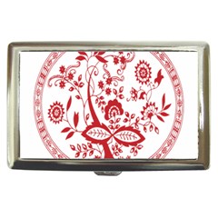 Red Vintage Floral Flowers Decorative Pattern Cigarette Money Cases by Simbadda