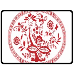 Red Vintage Floral Flowers Decorative Pattern Double Sided Fleece Blanket (large)  by Simbadda