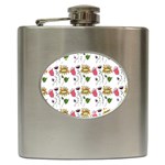 Handmade Pattern With Crazy Flowers Hip Flask (6 oz) Front