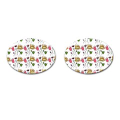 Handmade Pattern With Crazy Flowers Cufflinks (oval) by Simbadda