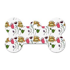 Handmade Pattern With Crazy Flowers Dog Tag Bone (one Side) by Simbadda