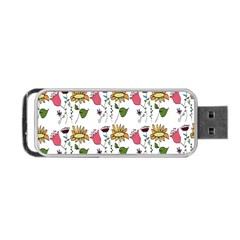 Handmade Pattern With Crazy Flowers Portable Usb Flash (one Side) by Simbadda