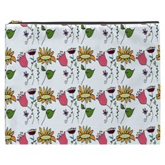 Handmade Pattern With Crazy Flowers Cosmetic Bag (xxxl)  by Simbadda