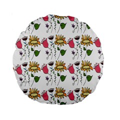 Handmade Pattern With Crazy Flowers Standard 15  Premium Round Cushions