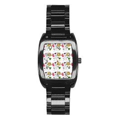 Handmade Pattern With Crazy Flowers Stainless Steel Barrel Watch by Simbadda