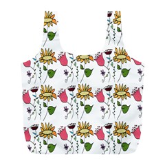 Handmade Pattern With Crazy Flowers Full Print Recycle Bags (l) 