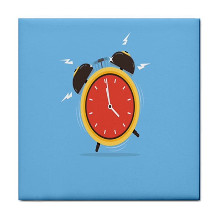 Alarm Clock Weker Time Red Blue Tile Coasters