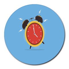 Alarm Clock Weker Time Red Blue Round Mousepads
