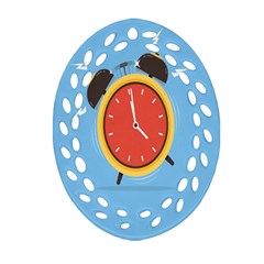 Alarm Clock Weker Time Red Blue Ornament (oval Filigree)