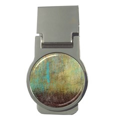 Aqua Textured Abstract Money Clips (round)  by digitaldivadesigns