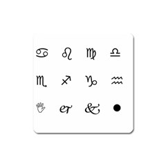 Set Of Black Web Dings On White Background Abstract Symbols Square Magnet by Amaryn4rt