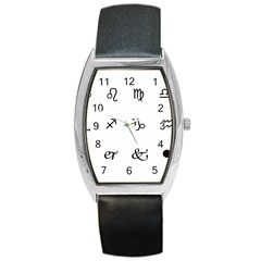 Set Of Black Web Dings On White Background Abstract Symbols Barrel Style Metal Watch