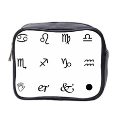 Set Of Black Web Dings On White Background Abstract Symbols Mini Toiletries Bag 2-side by Amaryn4rt