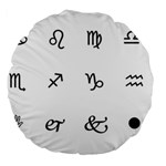 Set Of Black Web Dings On White Background Abstract Symbols Large 18  Premium Round Cushions Front