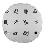 Set Of Black Web Dings On White Background Abstract Symbols Large 18  Premium Flano Round Cushions Back