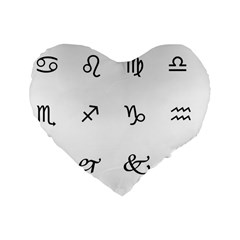 Set Of Black Web Dings On White Background Abstract Symbols Standard 16  Premium Flano Heart Shape Cushions by Amaryn4rt