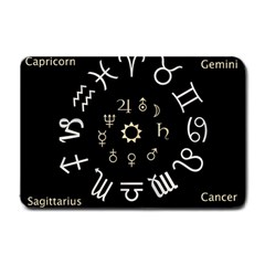 Astrology Chart With Signs And Symbols From The Zodiac Gold Colors Small Doormat  by Amaryn4rt