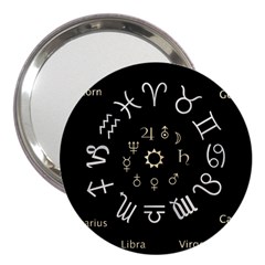 Astrology Chart With Signs And Symbols From The Zodiac Gold Colors 3  Handbag Mirrors by Amaryn4rt