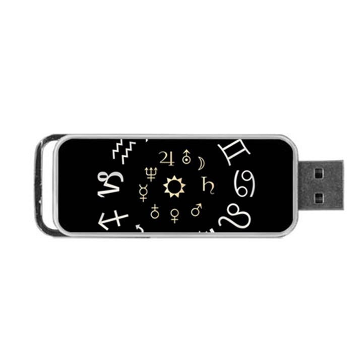 Astrology Chart With Signs And Symbols From The Zodiac Gold Colors Portable USB Flash (Two Sides)