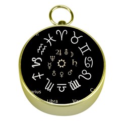 Astrology Chart With Signs And Symbols From The Zodiac Gold Colors Gold Compasses by Amaryn4rt