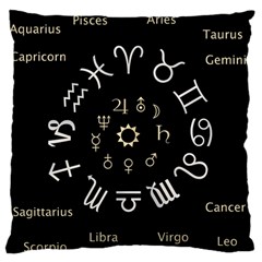 Astrology Chart With Signs And Symbols From The Zodiac Gold Colors Standard Flano Cushion Case (one Side) by Amaryn4rt
