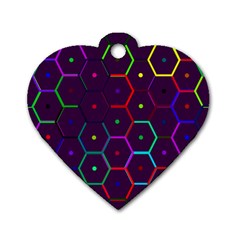 Color Bee Hive Pattern Dog Tag Heart (one Side) by Amaryn4rt