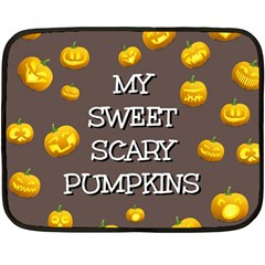 Scary Sweet Funny Cute Pumpkins Hallowen Ecard Double Sided Fleece Blanket (mini)  by Amaryn4rt