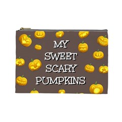 Scary Sweet Funny Cute Pumpkins Hallowen Ecard Cosmetic Bag (large)  by Amaryn4rt