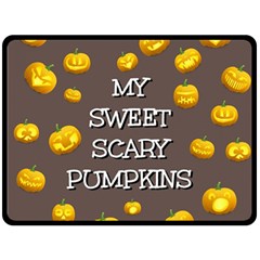 Scary Sweet Funny Cute Pumpkins Hallowen Ecard Fleece Blanket (large)  by Amaryn4rt