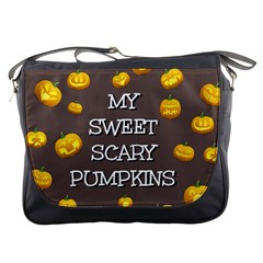 Scary Sweet Funny Cute Pumpkins Hallowen Ecard Messenger Bags by Amaryn4rt