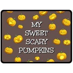 Scary Sweet Funny Cute Pumpkins Hallowen Ecard Double Sided Fleece Blanket (large)  by Amaryn4rt